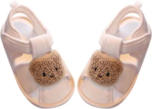 Toddler Cotton Bear Sandals Flat Soft Sole Summer Shoes Baby Boys Girls Open Toe Barefoot Casual Outdoor Slides Cute