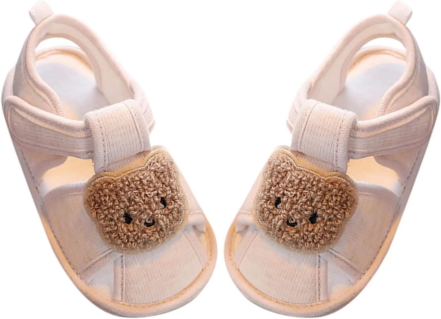 Toddler Cotton Bear Sandals Flat Soft Sole Summer Shoes Baby Boys Girls Open Toe Barefoot Casual Outdoor Slides Cute
