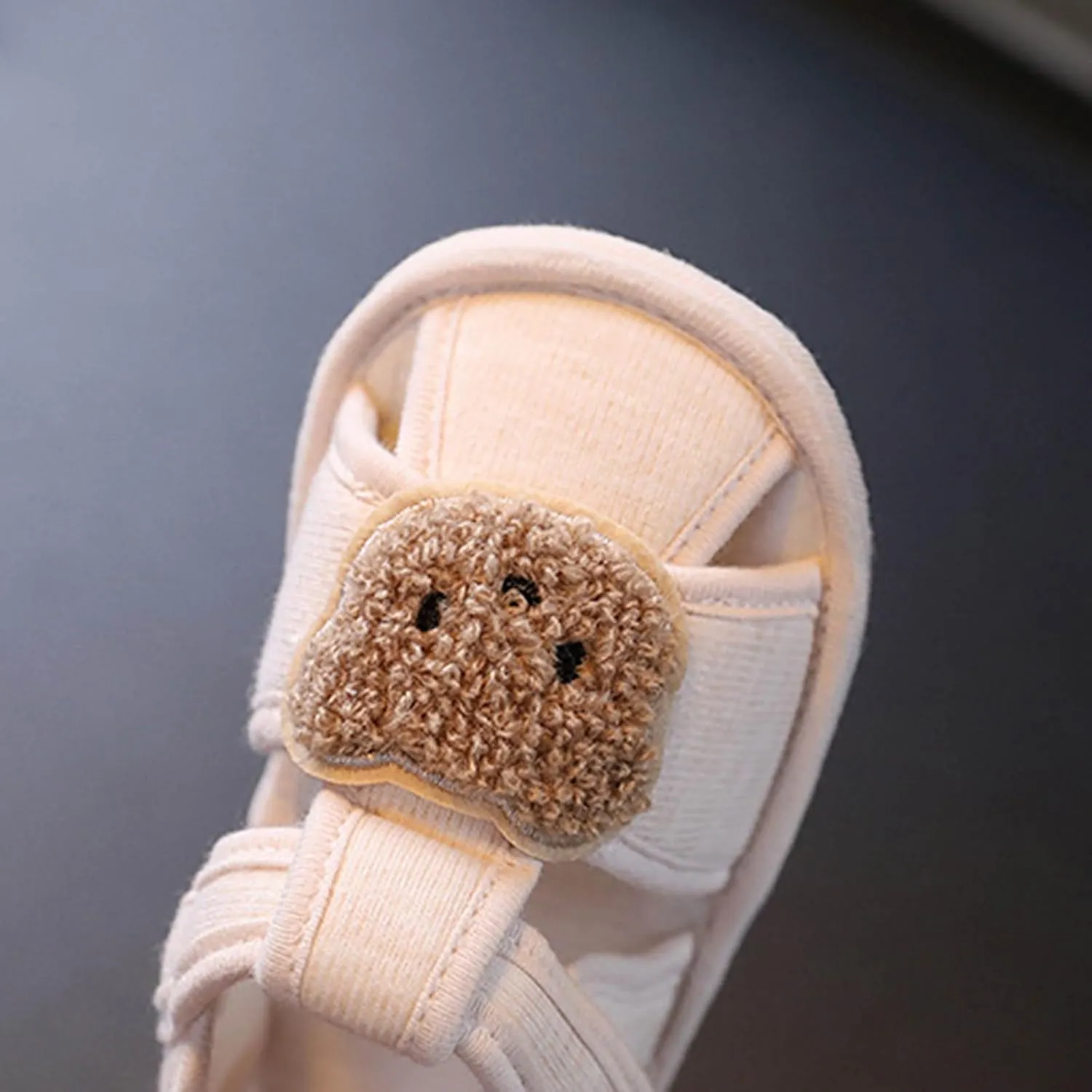Toddler Cotton Bear Sandals Flat Soft Sole Summer Shoes Baby Boys Girls Open Toe Barefoot Casual Outdoor Slides Cute