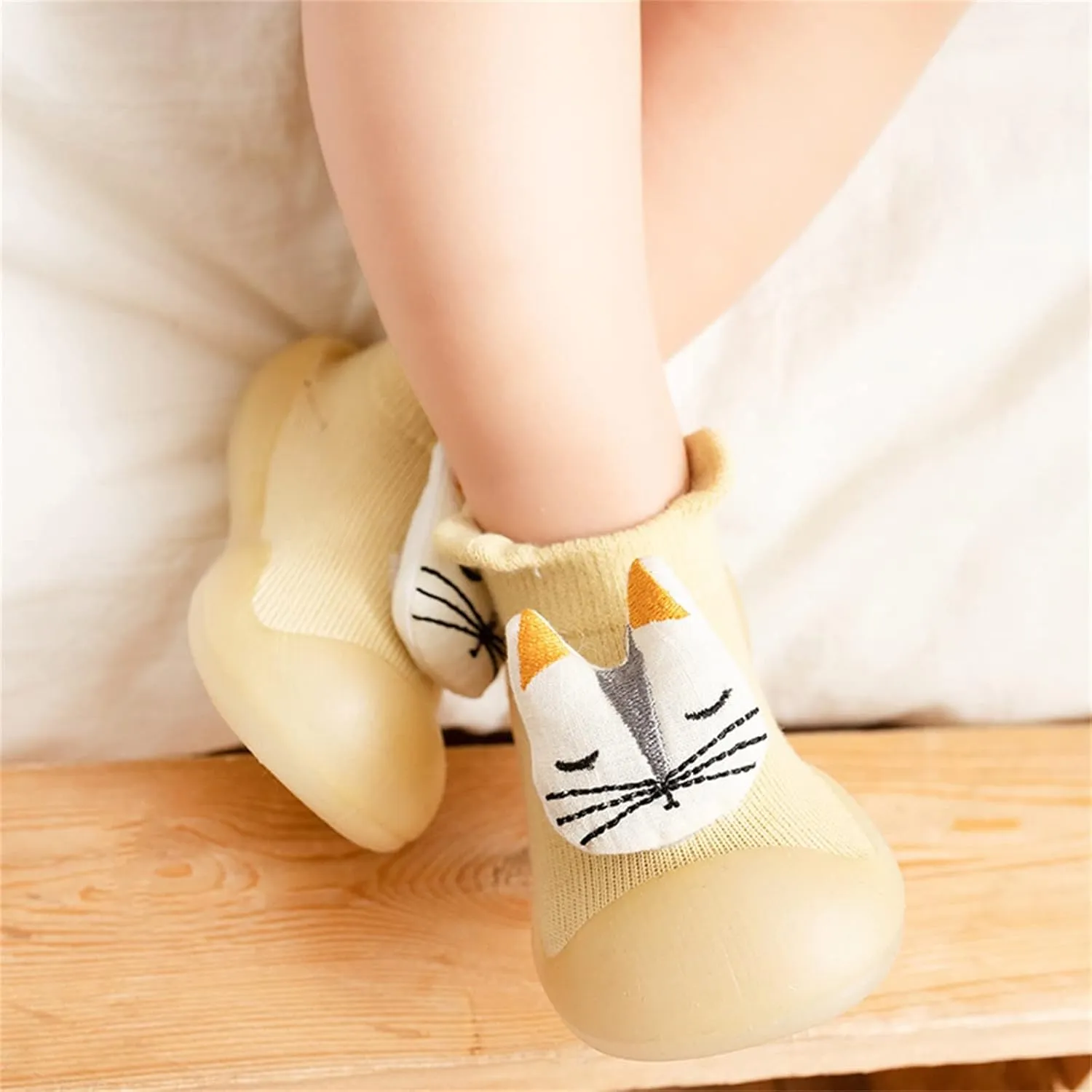 Toddler Cute Cartoon Socks Shoes Boys Girls First Walking Shoes Soft Soles Non Slip Shoes Baby Sock Shoes