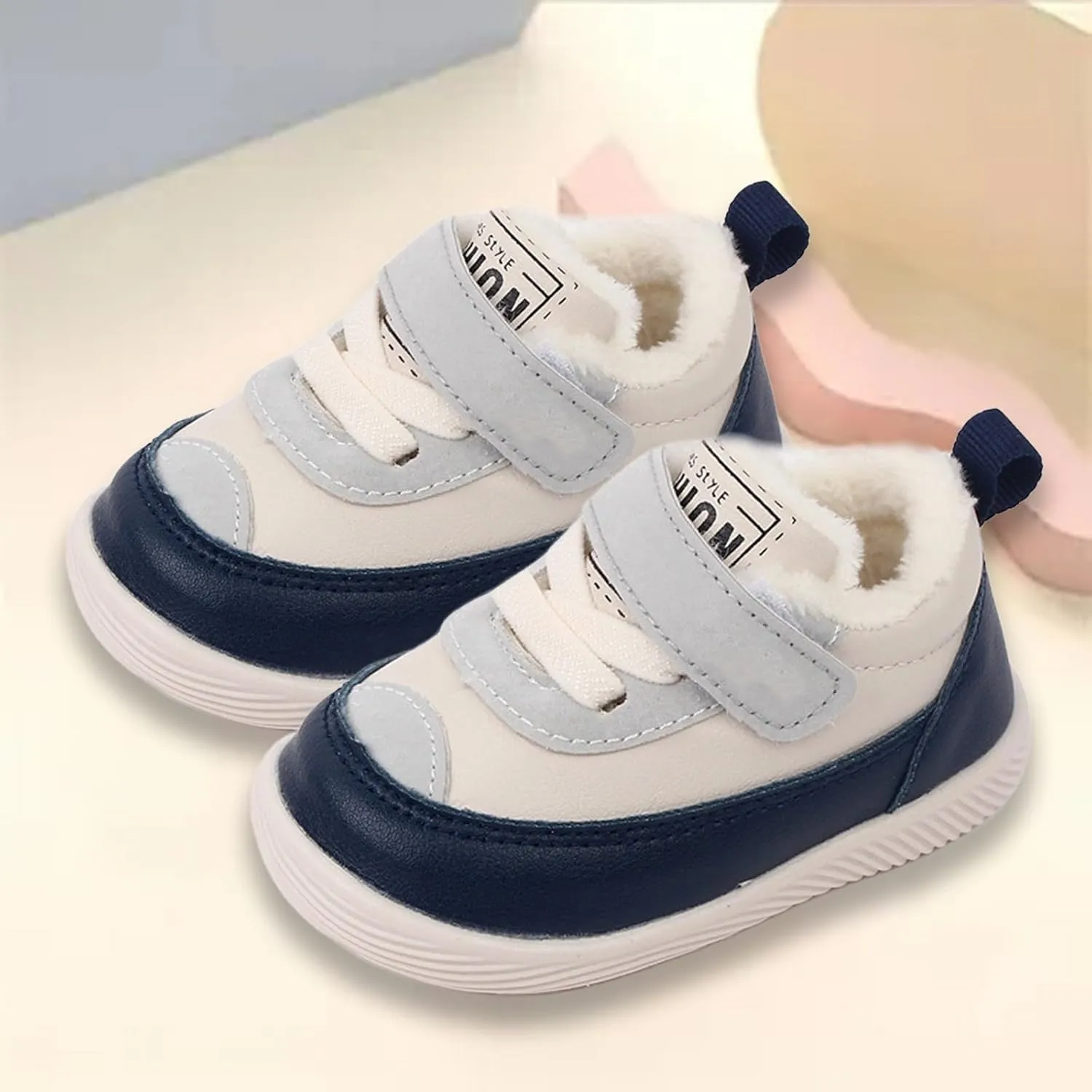Toddler Fuzzy Sneaker Open Toe First Walking Sport Shoes Baby Boys Girls Soft Sole Non Slip Shoes Light Breathable Ankle