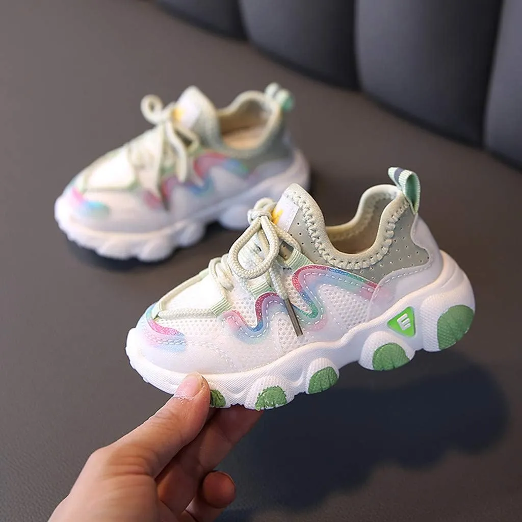 Toddler Girl Shoes Kids Baby Girls Sneakers Mesh Breathable Lace Up Soft Shoes 1-6 Years