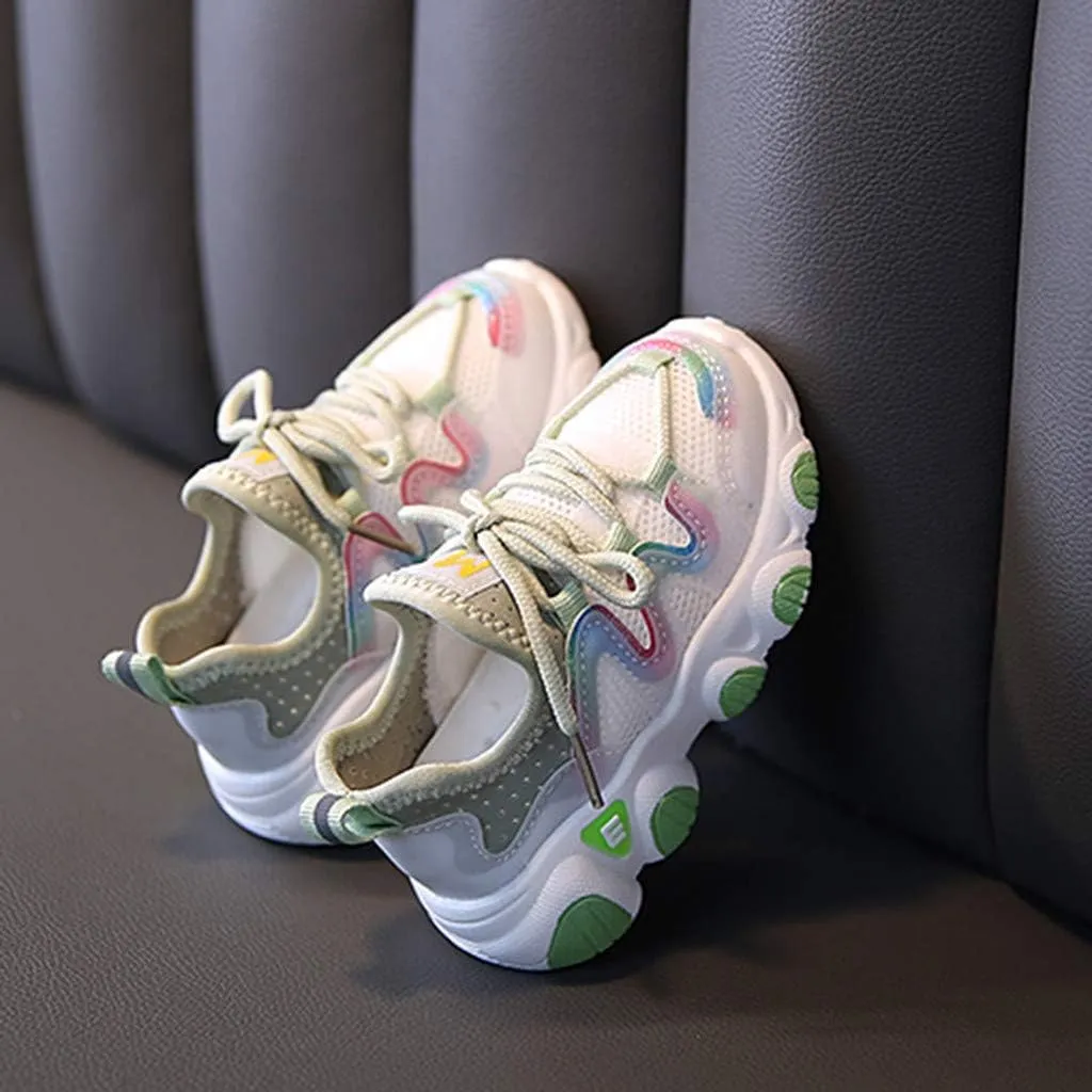Toddler Girl Shoes Kids Baby Girls Sneakers Mesh Breathable Lace Up Soft Shoes 1-6 Years