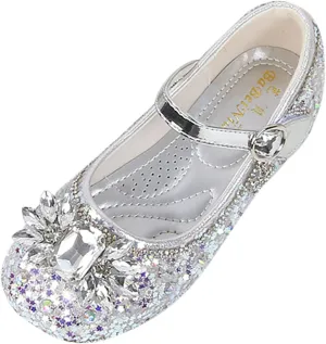 Toddler Girl Shoes Little Kids Glitter Sequins Princess Dress Shoes Low Heels Rhinestone Buckle Mary Jane Sandals