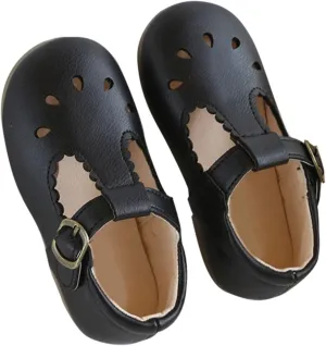 Toddler Girl T Strap Mary Jane Dress Shoes, Kids Closed Toe Hollow Buckle Slip On Platform School Uniform Shoes