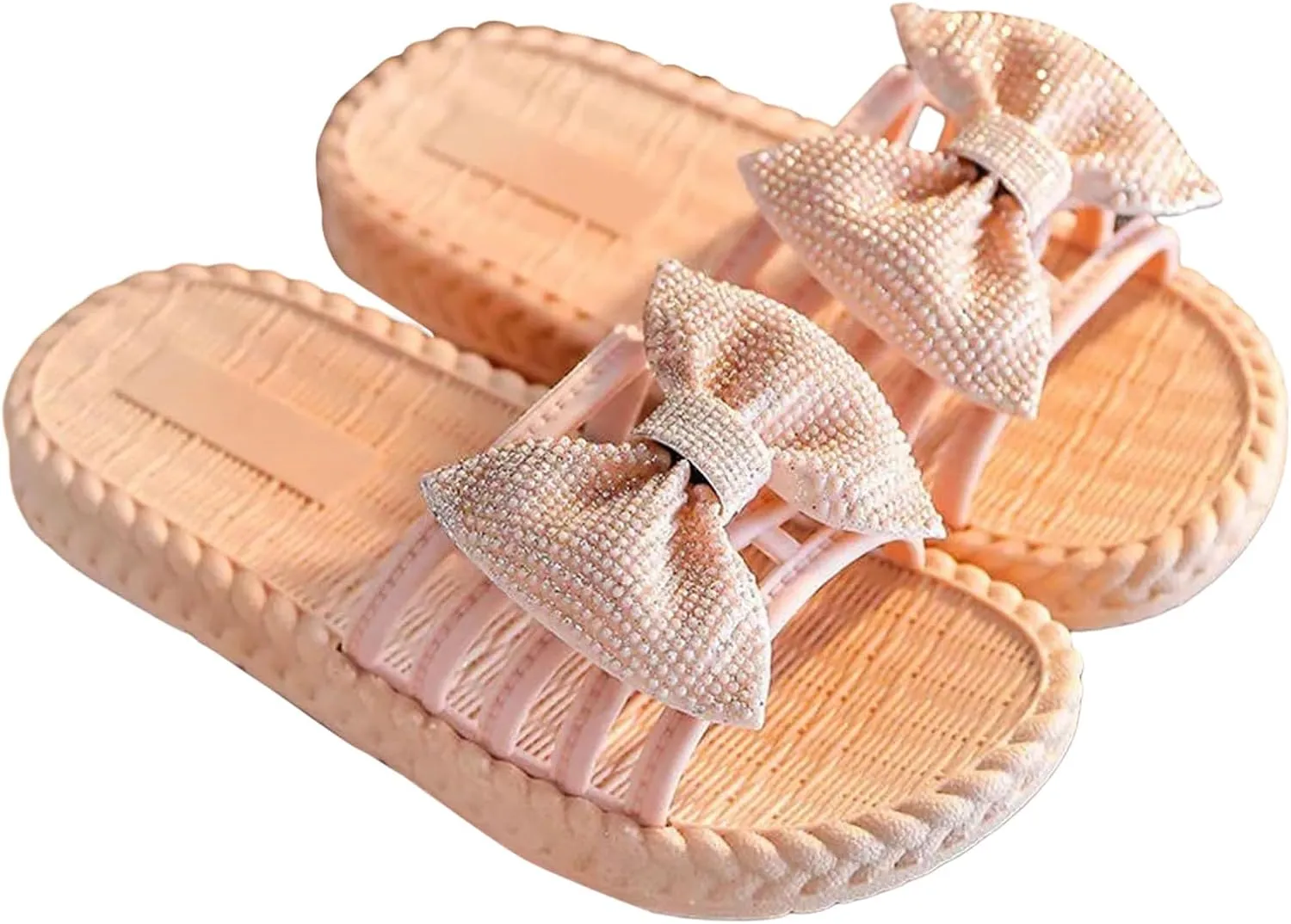 Toddler Girls Bow Beach Pool Slippers Sandals Baby Kids Open Toe Non Slip Slides Shoes Summer Shower Slippers