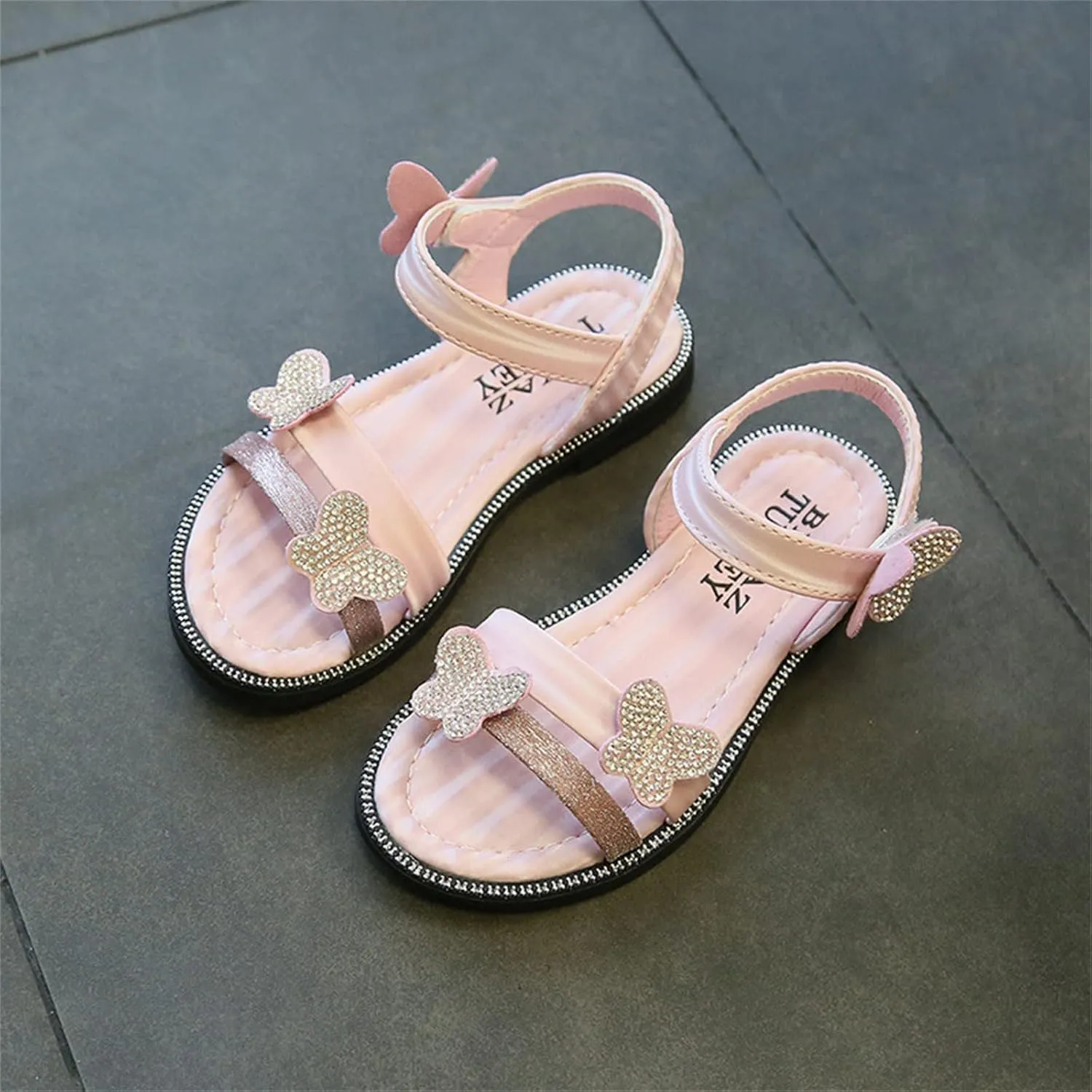 Toddler Girls Butterfly Sandals Summer Outdoor Closed Toe Soft Rubber Sole Beach Water Shoes Dress White Shoes