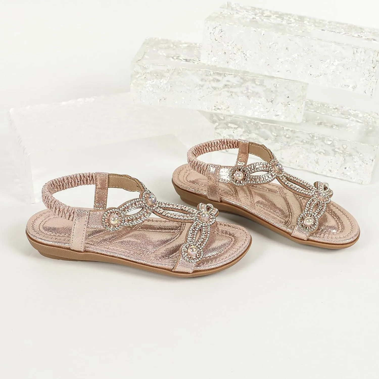 Toddler Girls Pearl Sequins Sandals Formal Dress Open Toe Fancy Wide Shoes Kids Baby Elegant Flat Non Slip Fancy Shoes