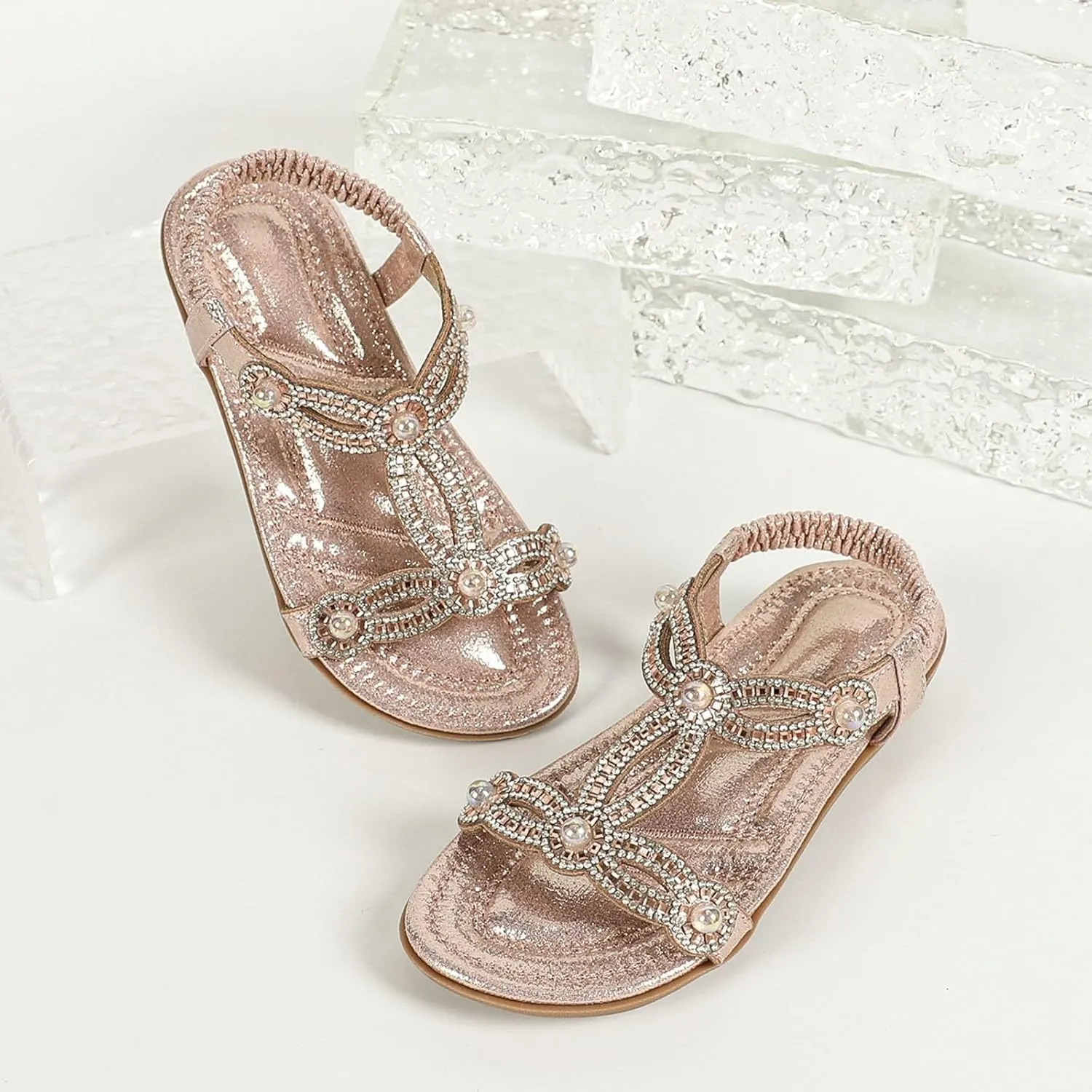 Toddler Girls Pearl Sequins Sandals Formal Dress Open Toe Fancy Wide Shoes Kids Baby Elegant Flat Non Slip Fancy Shoes