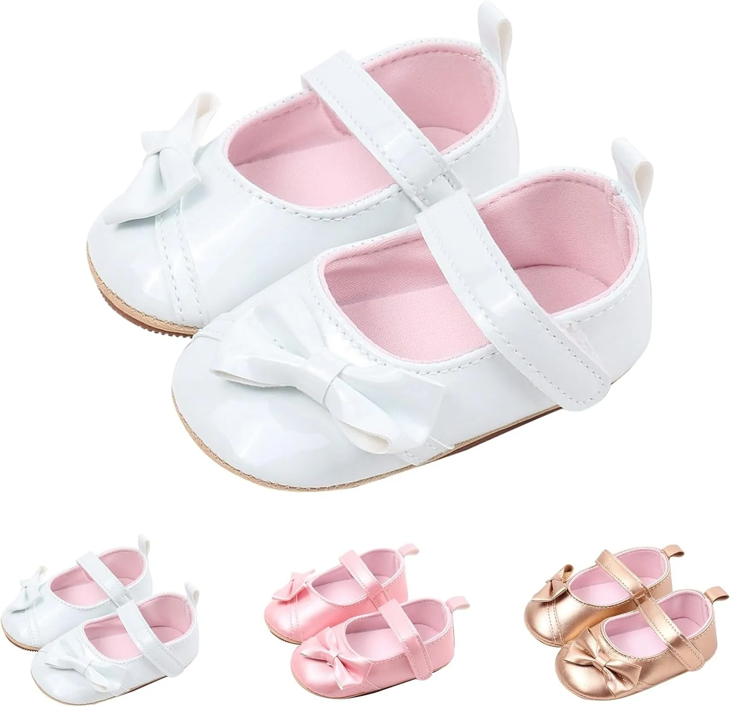 Toddler Girls PU Leather Solid Color Sandals Baby Infant Bow Close Toe Soft Sole Flatt Summer Casual Rubber Shoes