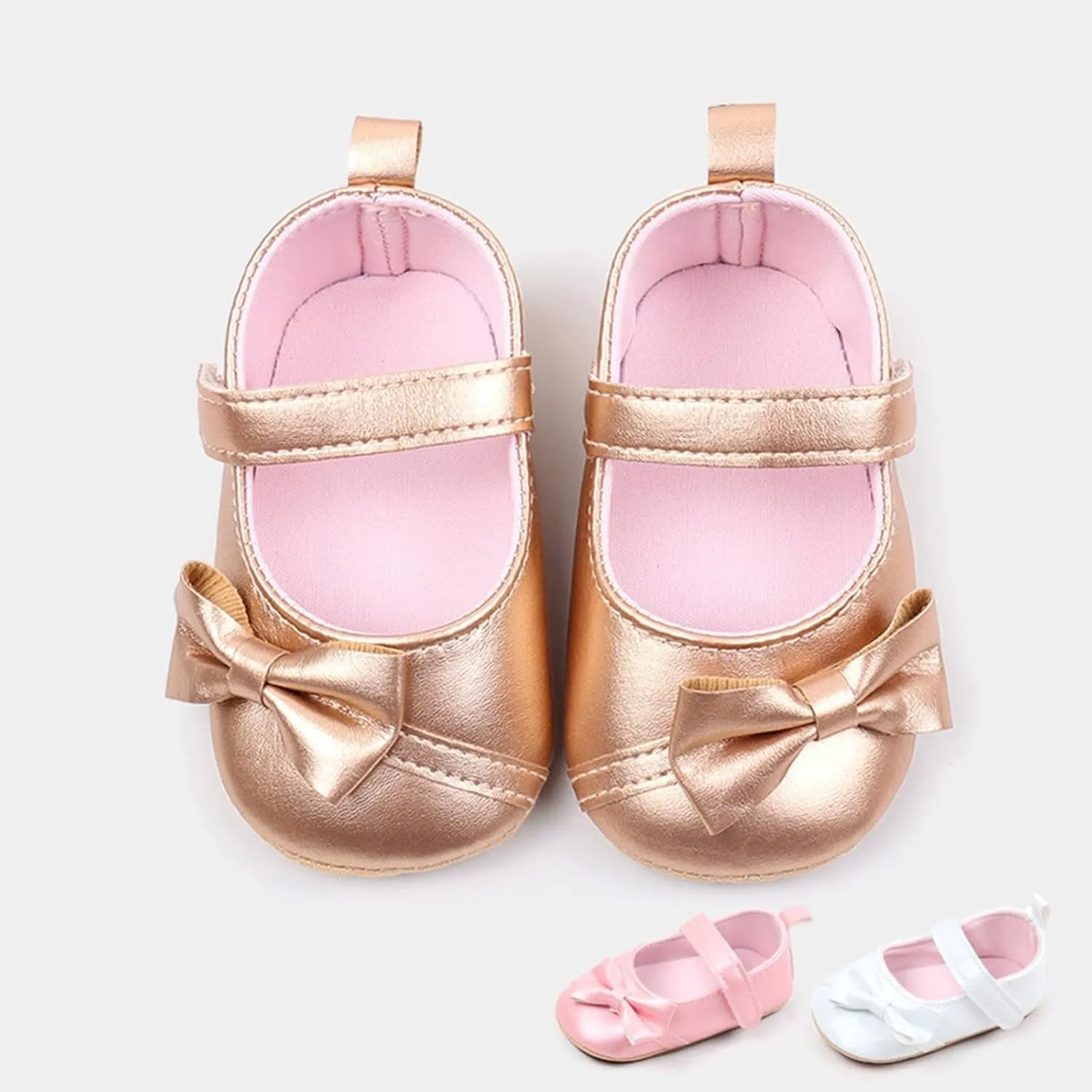 Toddler Girls PU Leather Solid Color Sandals Baby Infant Bow Close Toe Soft Sole Flatt Summer Casual Rubber Shoes