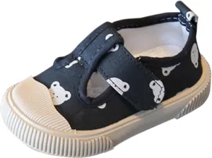 Toddler Girls T-Strap Canvas Sneakers for Little-Kids Classic Lightweight Comfortable Non-Slip Flat Casual Shoes