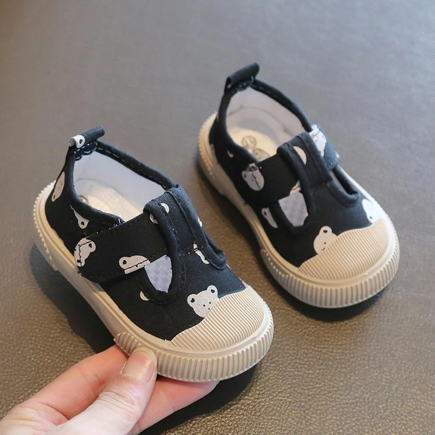 Toddler Girls T-Strap Canvas Sneakers for Little-Kids Classic Lightweight Comfortable Non-Slip Flat Casual Shoes