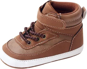 Toddler High Tops Ankle Sneakers Infant Baby Boys Girls PU Leather Soft Anti-Slip Sole Prewalker First Walking Shoes