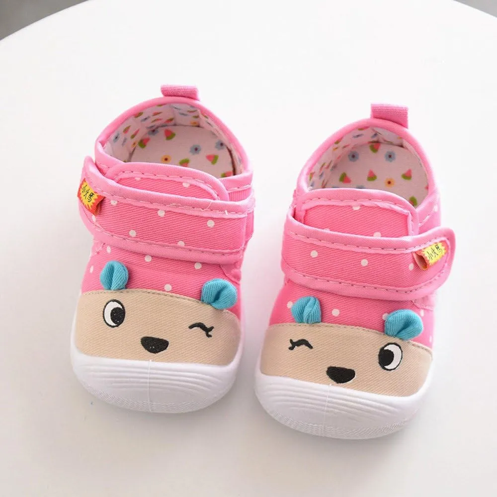 Toddler Infant Baby Boys Girls Cartoon Anti-Slip Shoes Soft Sole Squeaky Sneakers Little Kids Prewalker Shoes (Pink-03#A, 18M)