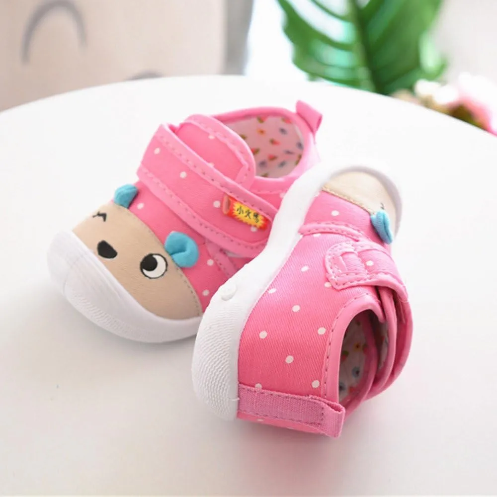 Toddler Infant Baby Boys Girls Cartoon Anti-Slip Shoes Soft Sole Squeaky Sneakers Little Kids Prewalker Shoes (Pink-03#A, 18M)
