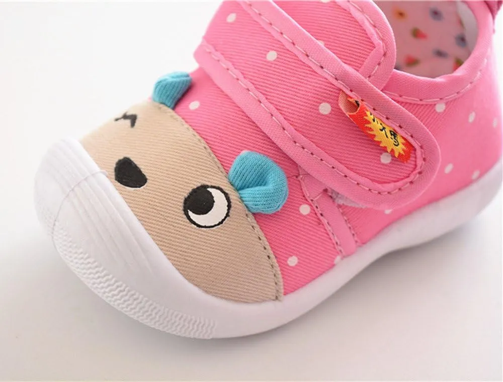Toddler Infant Baby Boys Girls Cartoon Anti-Slip Shoes Soft Sole Squeaky Sneakers Little Kids Prewalker Shoes (Pink-03#A, 18M)