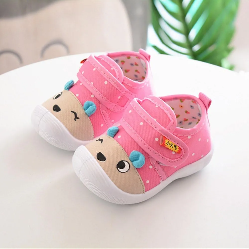 Toddler Infant Baby Boys Girls Cartoon Anti-Slip Shoes Soft Sole Squeaky Sneakers Little Kids Prewalker Shoes (Pink-03#A, 18M)