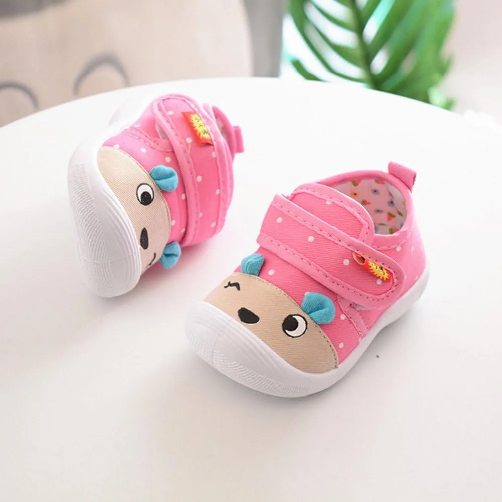 Toddler Infant Baby Boys Girls Cartoon Anti-Slip Shoes Soft Sole Squeaky Sneakers Little Kids Prewalker Shoes (Pink-03#A, 18M)