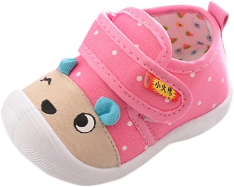 Toddler Infant Baby Boys Girls Cartoon Anti-Slip Shoes Soft Sole Squeaky Sneakers Little Kids Prewalker Shoes (Pink-03#A, 18M)