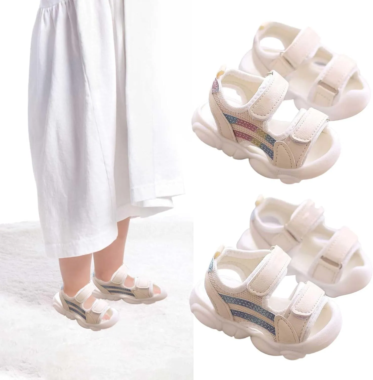 Toddler Infant Open Toe Summer Sandals Breathable Soft Sole Anti Slip Outdoor Beach Shoes for Boys Girls Unisex