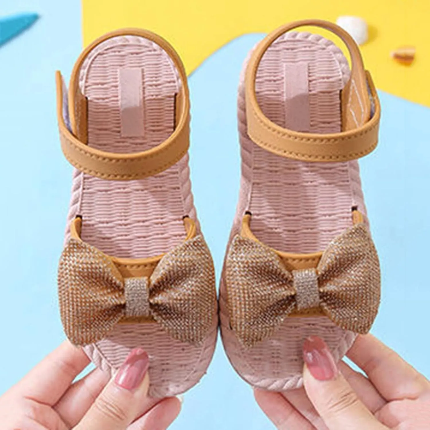Toddler Kids Infant Girls Soild Bowknot Princress Shoes Soft Sole Non Slip Prewalker Beach Shoes 2 to 6 Years