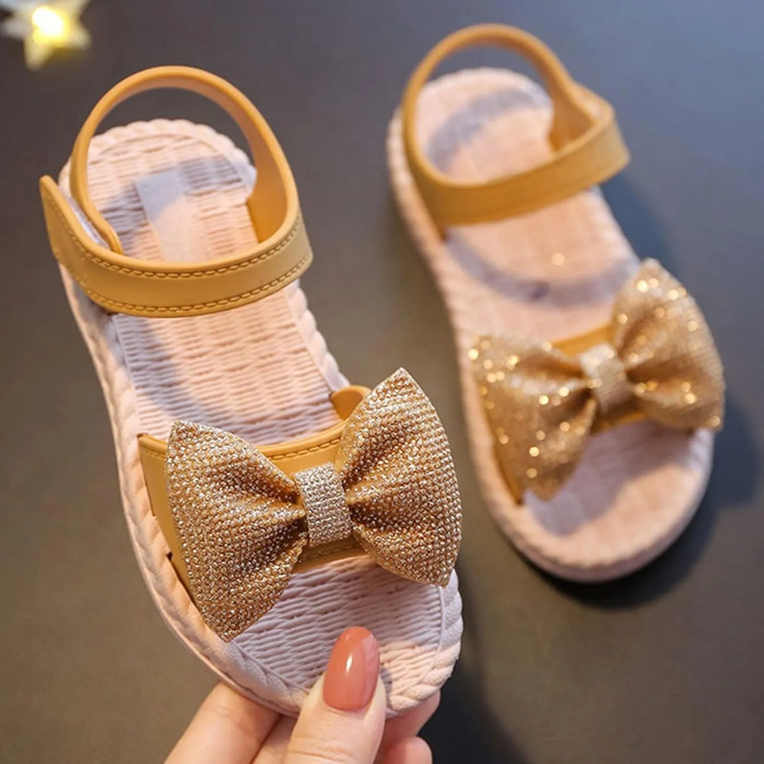 Toddler Kids Infant Girls Soild Bowknot Princress Shoes Soft Sole Non Slip Prewalker Beach Shoes 2 to 6 Years