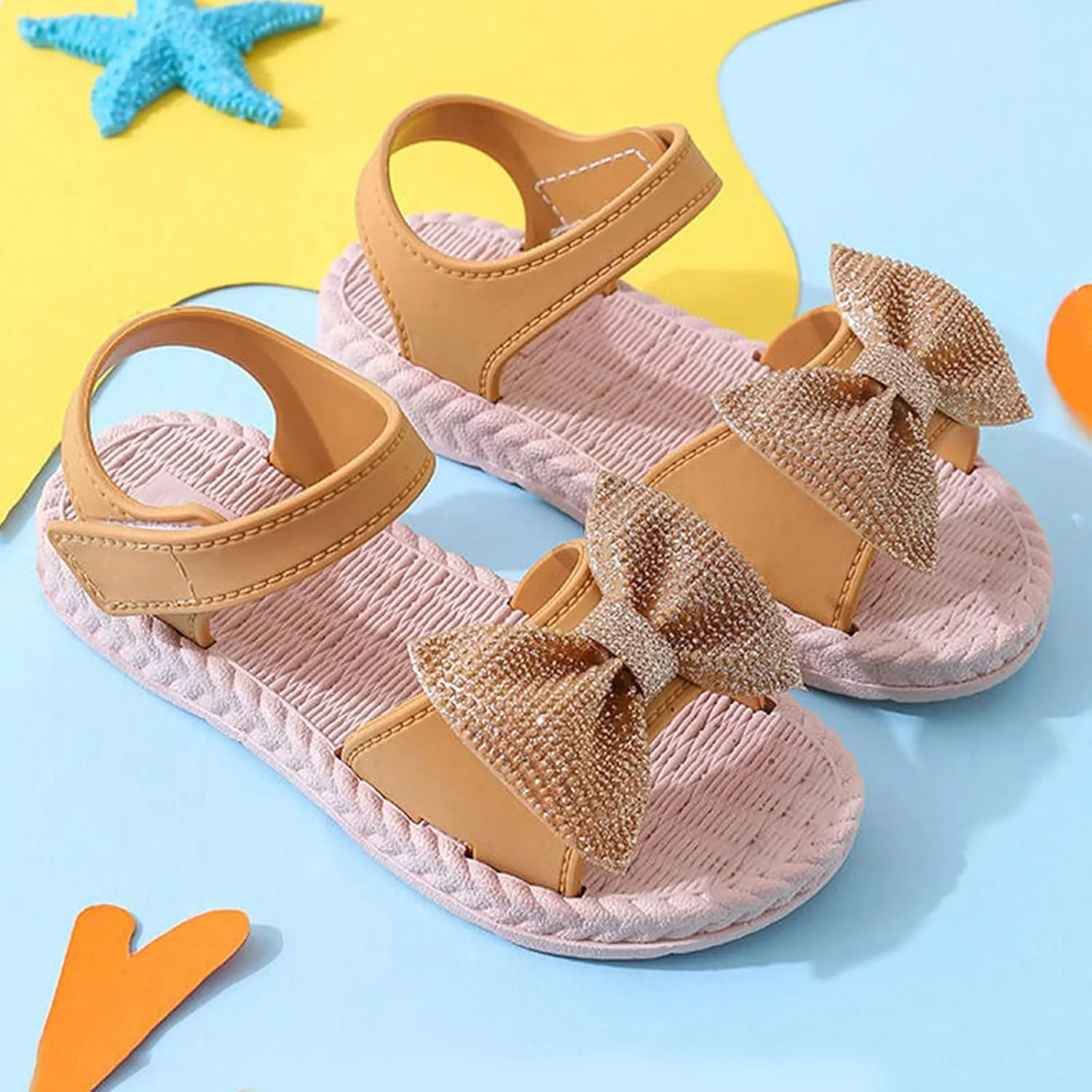 Toddler Kids Infant Girls Soild Bowknot Princress Shoes Soft Sole Non Slip Prewalker Beach Shoes 2 to 6 Years