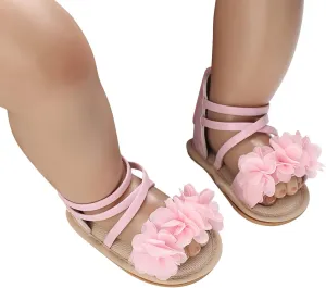 Toddler Kids Infant Girls Soild Colour Princress Shoes Sandals Soft Sole The Floor Barefoot Non Slip (Pink, 12 Months)
