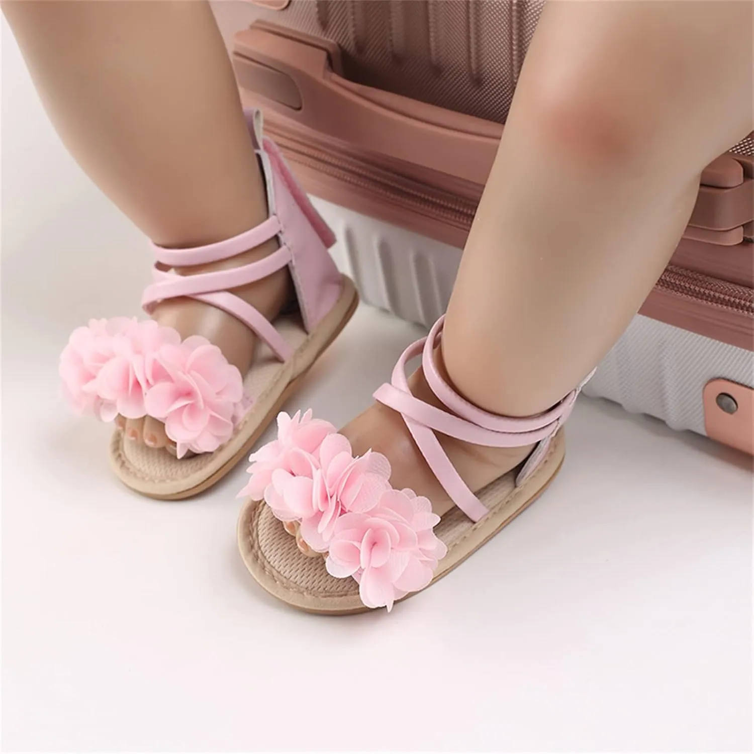 Toddler Kids Infant Girls Soild Colour Princress Shoes Sandals Soft Sole The Floor Barefoot Non Slip (Pink, 12 Months)