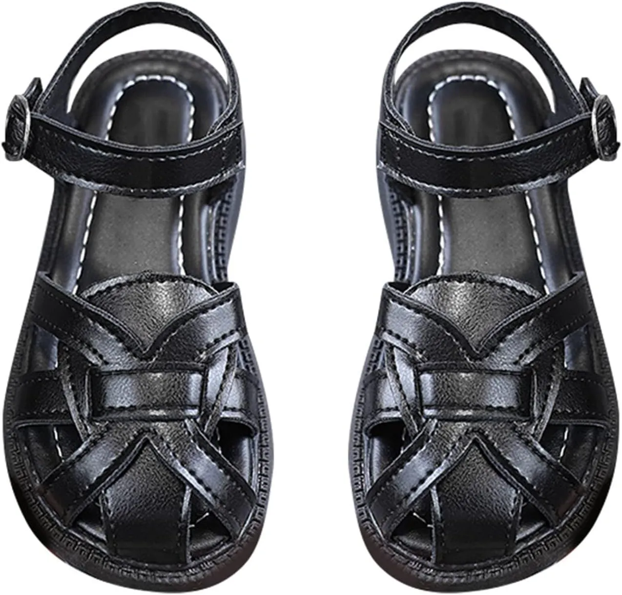 Toddler Little Child Shoes Girls' Sandals Baby Beach Shoes Baotou Braided Boys' Sandals Soft Soles Girl Sandals Flip Flops Kids Size 2 (Black, 7 Infant)