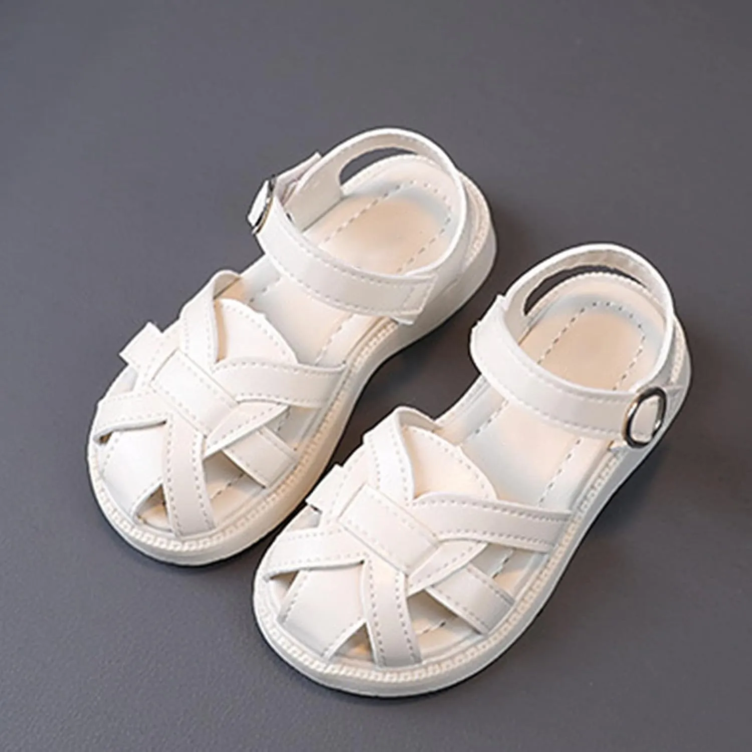 Toddler Little Child Shoes Girls' Sandals Baby Beach Shoes Baotou Braided Boys' Sandals Soft Soles Girl Sandals Flip Flops Kids Size 2 (Black, 7 Infant)
