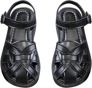 Toddler Little Child Shoes Girls' Sandals Baby Beach Shoes Baotou Braided Boys' Sandals Soft Soles Girl Sandals Flip Flops Kids Size 2 (Black, 7 Infant)