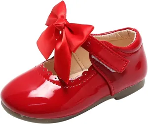 Toddler Little Girls Bowknot Mary Jane Flat Princess Dress Ballet Shoes Non-Slip Soft Sole School Pary Shoes
