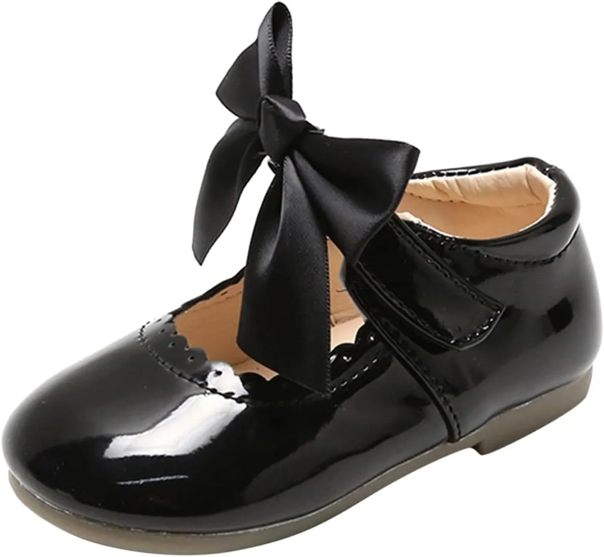 Toddler Little Girls Bowknot Mary Jane Flat Princess Dress Ballet Shoes Non-Slip Soft Sole School Pary Shoes