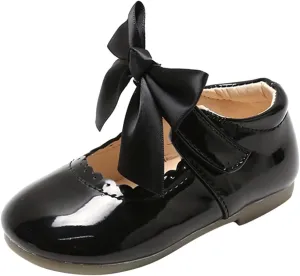 Toddler Little Girls Bowknot Mary Jane Flat Princess Dress Ballet Shoes Non-Slip Soft Sole School Pary Shoes
