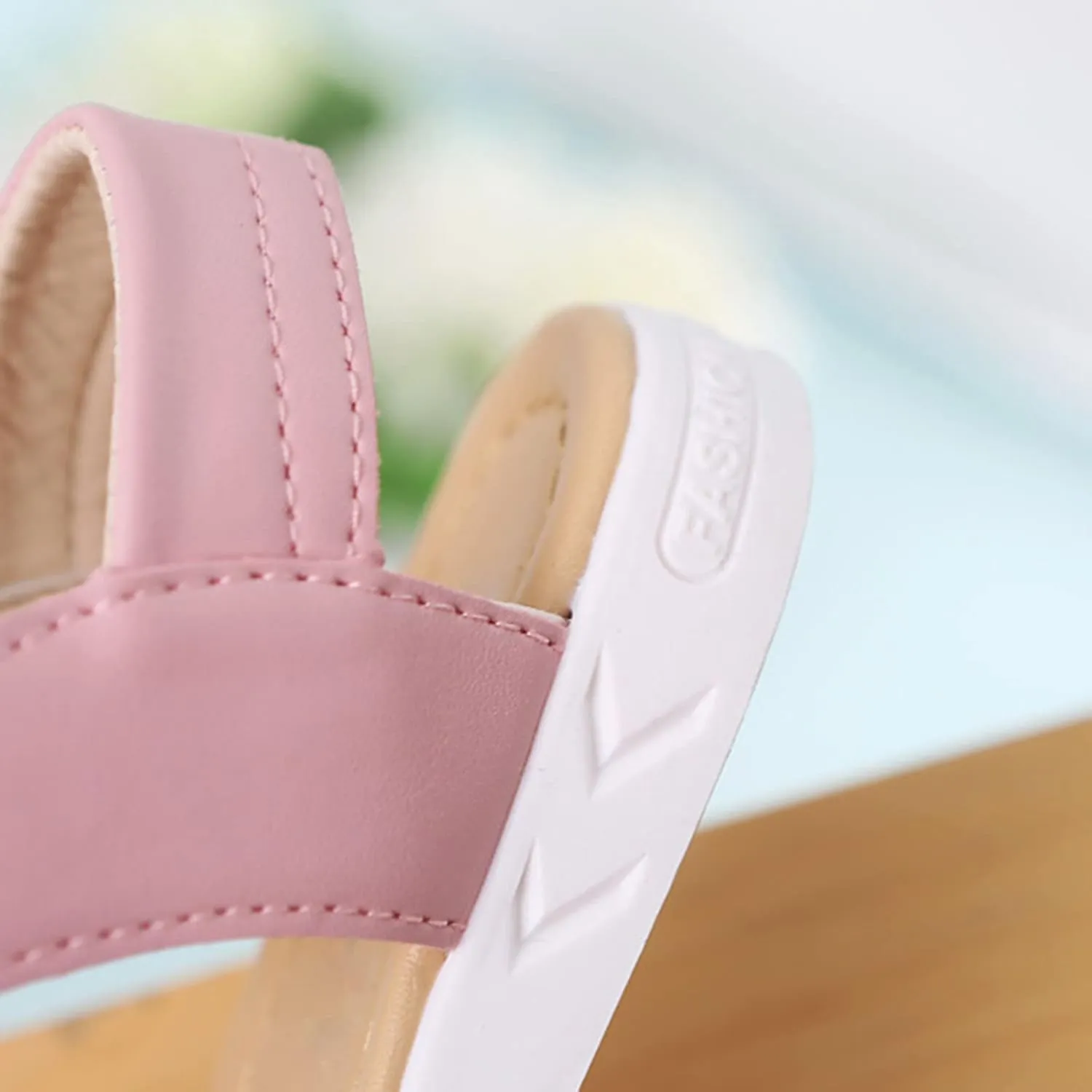 Toddler Little Girls Open Toe Strap Flowers Sandals Summer Beach Non-Slip Shoes Rubber Soft Sole Princess Flats