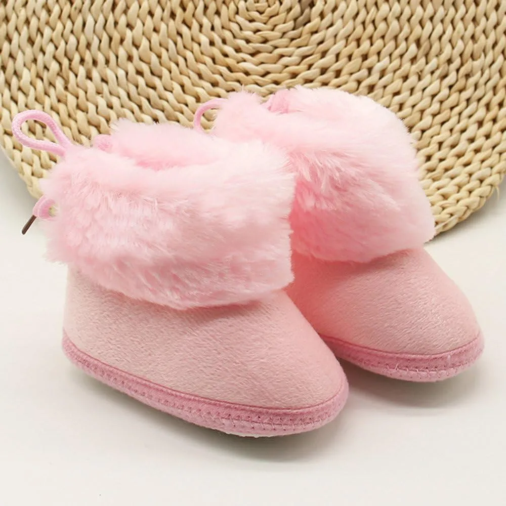 Toddler Newborn Baby Soild Wool Boots Soft Sole Snow Prewalker Warm Shoes Kids Indoor Soccer Shoes