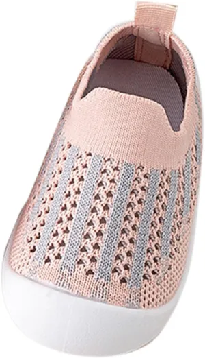 Toddler Shoes Mesh Slip On Socks Shoes Soft Sole Non Slip Wear Out Toddler Floor Shoes for Little Boys Girls (Pink-03#gf, 10-15M)
