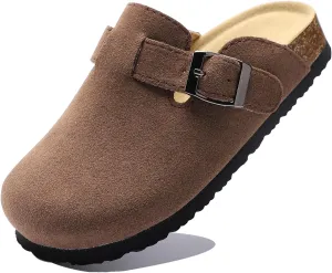 Toddler Suede Clogs Kids Cute Clogs Boys Girls Cork Sandals Adjustable Buckle Mules Indoor Outdoor Slip-on Slippers Potato Shoes
