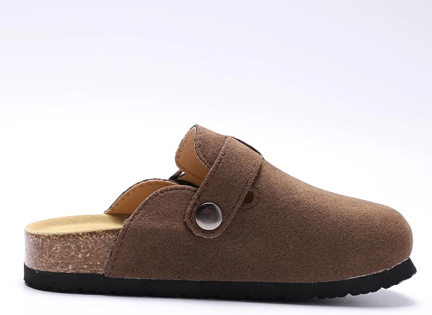 Toddler Suede Clogs Kids Cute Clogs Boys Girls Cork Sandals Adjustable Buckle Mules Indoor Outdoor Slip-on Slippers Potato Shoes