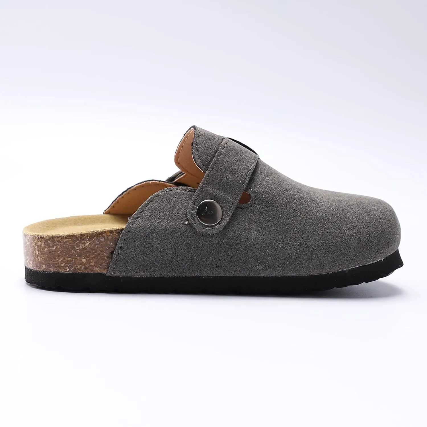 Toddler Suede Clogs Kids Cute Clogs Boys Girls Cork Sandals Adjustable Buckle Mules Indoor Outdoor Slip-on Slippers Potato Shoes