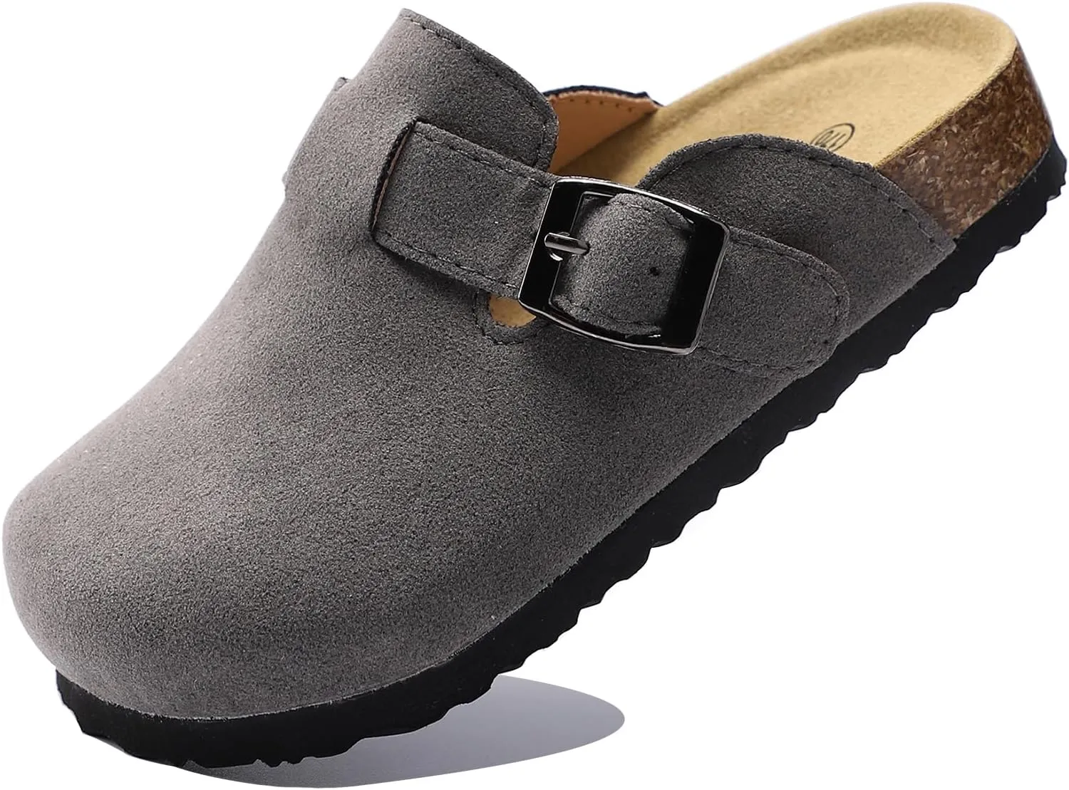 Toddler Suede Clogs Kids Cute Clogs Boys Girls Cork Sandals Adjustable Buckle Mules Indoor Outdoor Slip-on Slippers Potato Shoes