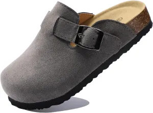 Toddler Suede Clogs Kids Cute Clogs Boys Girls Cork Sandals Adjustable Buckle Mules Indoor Outdoor Slip-on Slippers Potato Shoes