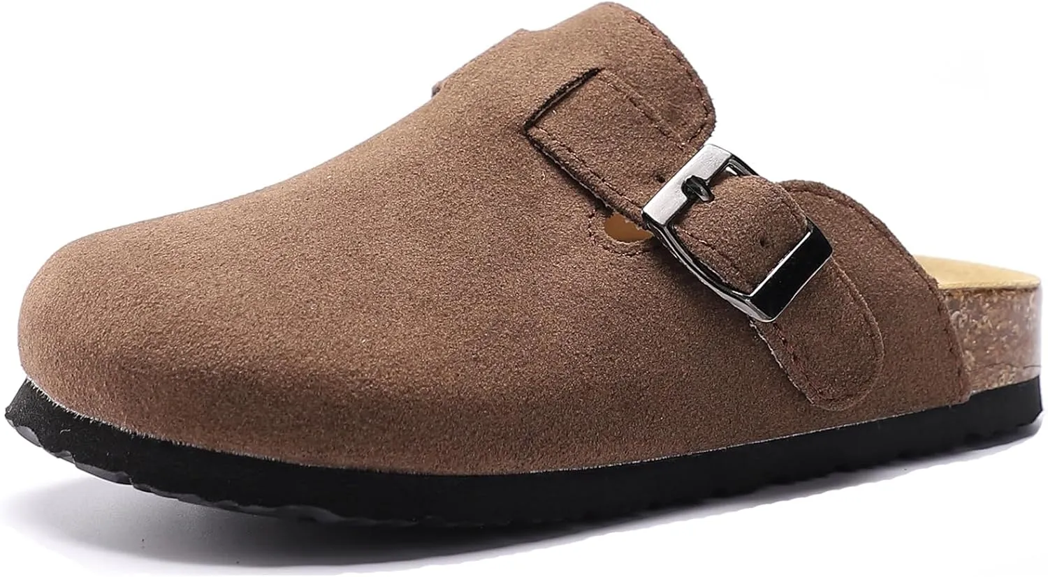 Toddler Suede Clogs Kids Cute Clogs Boys Girls Cork Sandals Adjustable Buckle Mules Indoor Outdoor Slip-on Slippers Potato Shoes