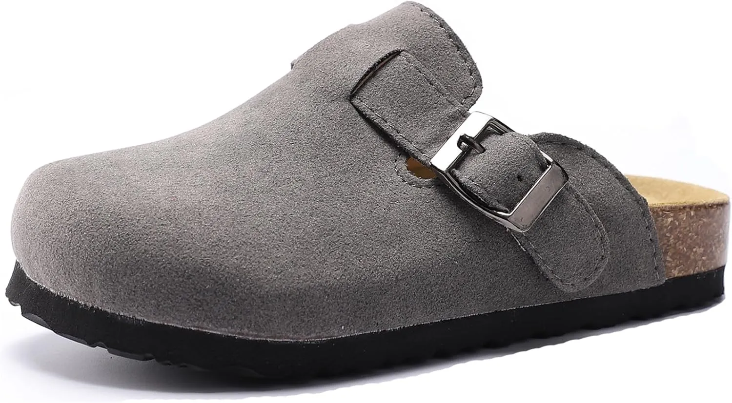 Toddler Suede Clogs Kids Cute Clogs Boys Girls Cork Sandals Adjustable Buckle Mules Indoor Outdoor Slip-on Slippers Potato Shoes