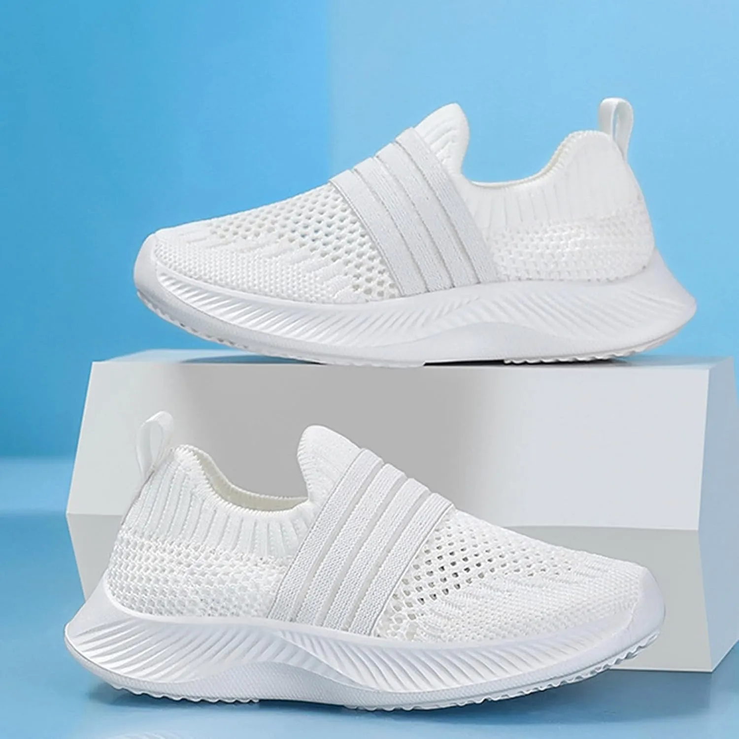 Toddler Tennis Shoes Kids Lightweight Breathable Mesh Slip on Sneakers Boys Girls Preschool Non Slip Athletic Barefoot Shoes