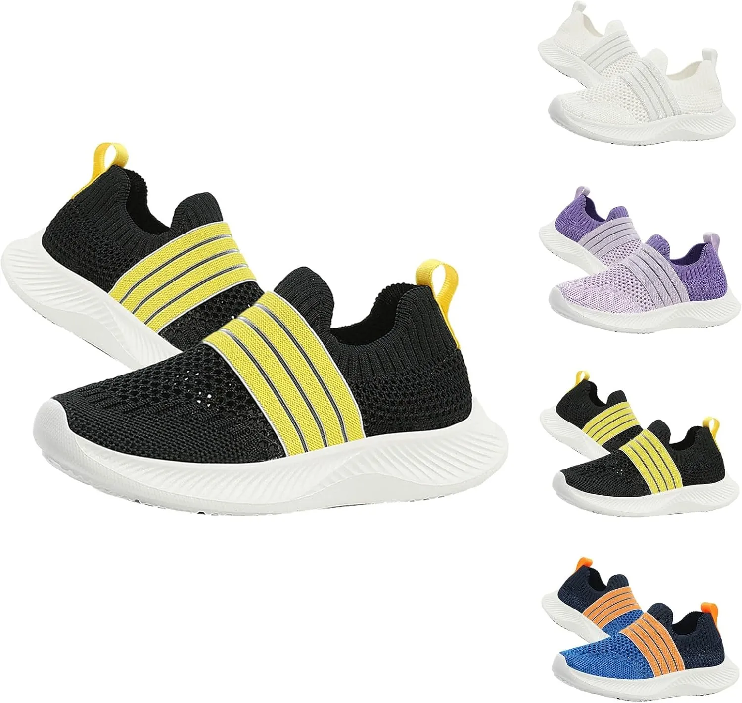Toddler Tennis Shoes Kids Lightweight Breathable Mesh Slip on Sneakers Boys Girls Preschool Non Slip Athletic Barefoot Shoes