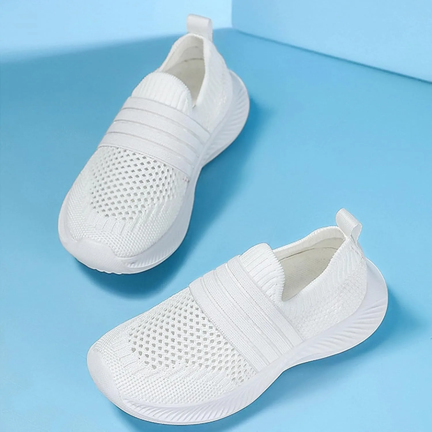 Toddler Tennis Shoes Kids Lightweight Breathable Mesh Slip on Sneakers Boys Girls Preschool Non Slip Athletic Barefoot Shoes