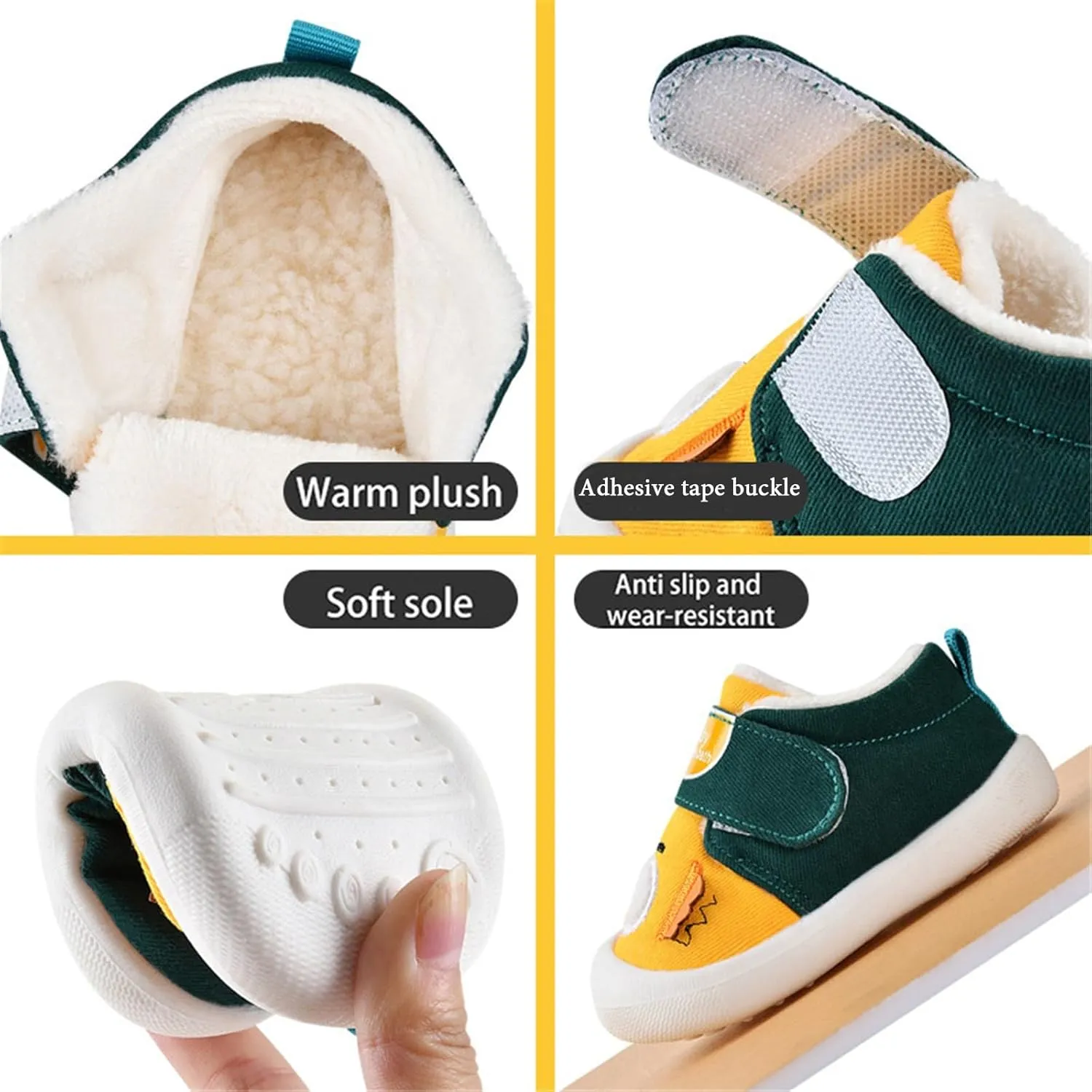 Unisex-Baby Cute Sneakers Crib Shoes Newborn Infant Toddler Neutral Boy Girl Soft Sole Non Slip Fleece Shoes